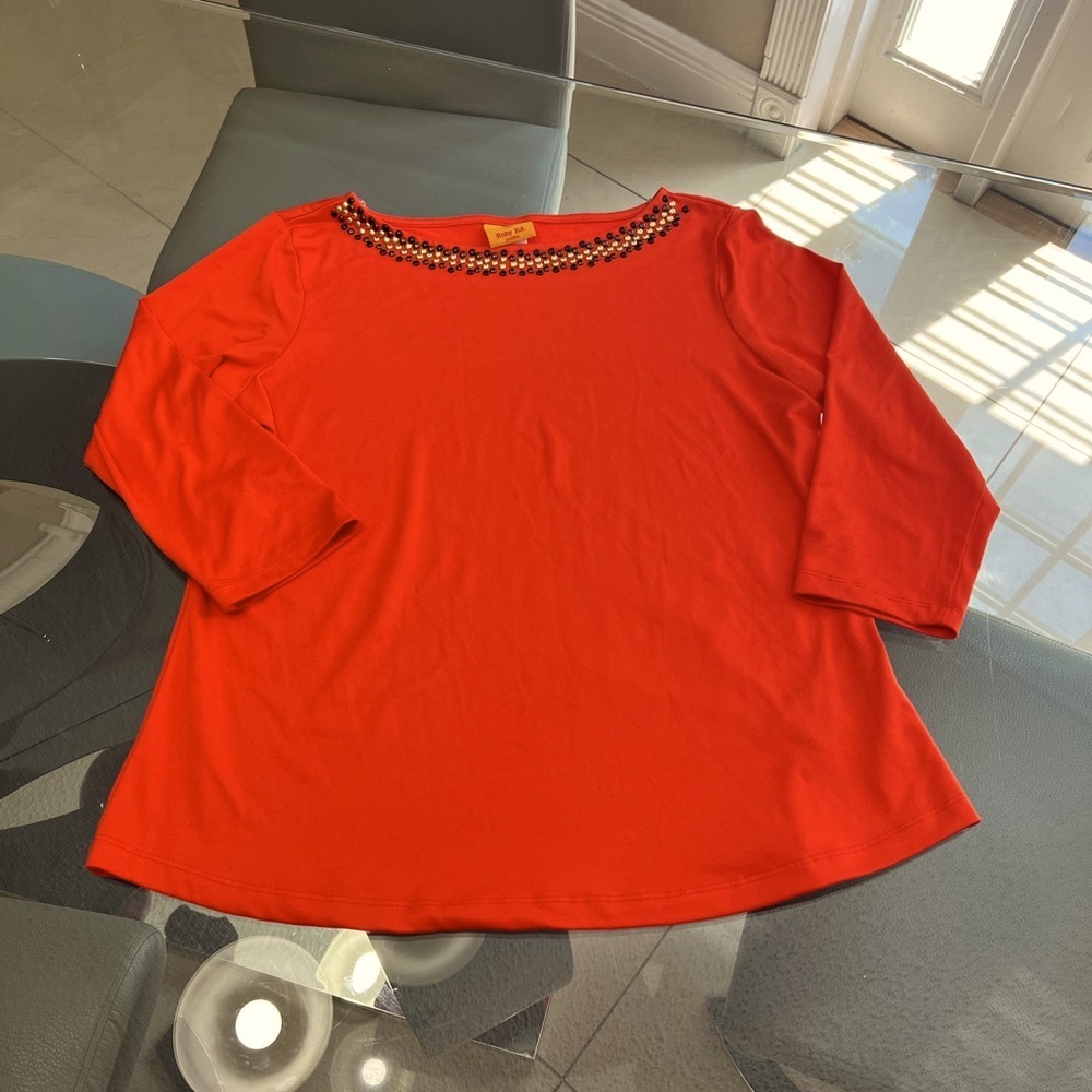 Ruby Rd. Orange Top Size Medium Petite - image 2